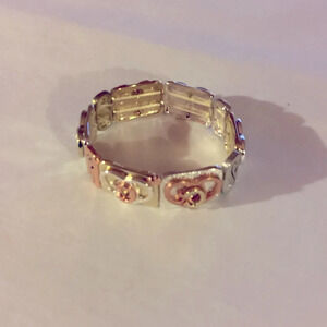 Silver, Rose and Gold Tone Stretch Bracelet